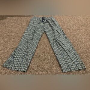 Like NEW! Men's Croft & Barrow Navy Yellow Plaid Pants PJ bottoms Sz L